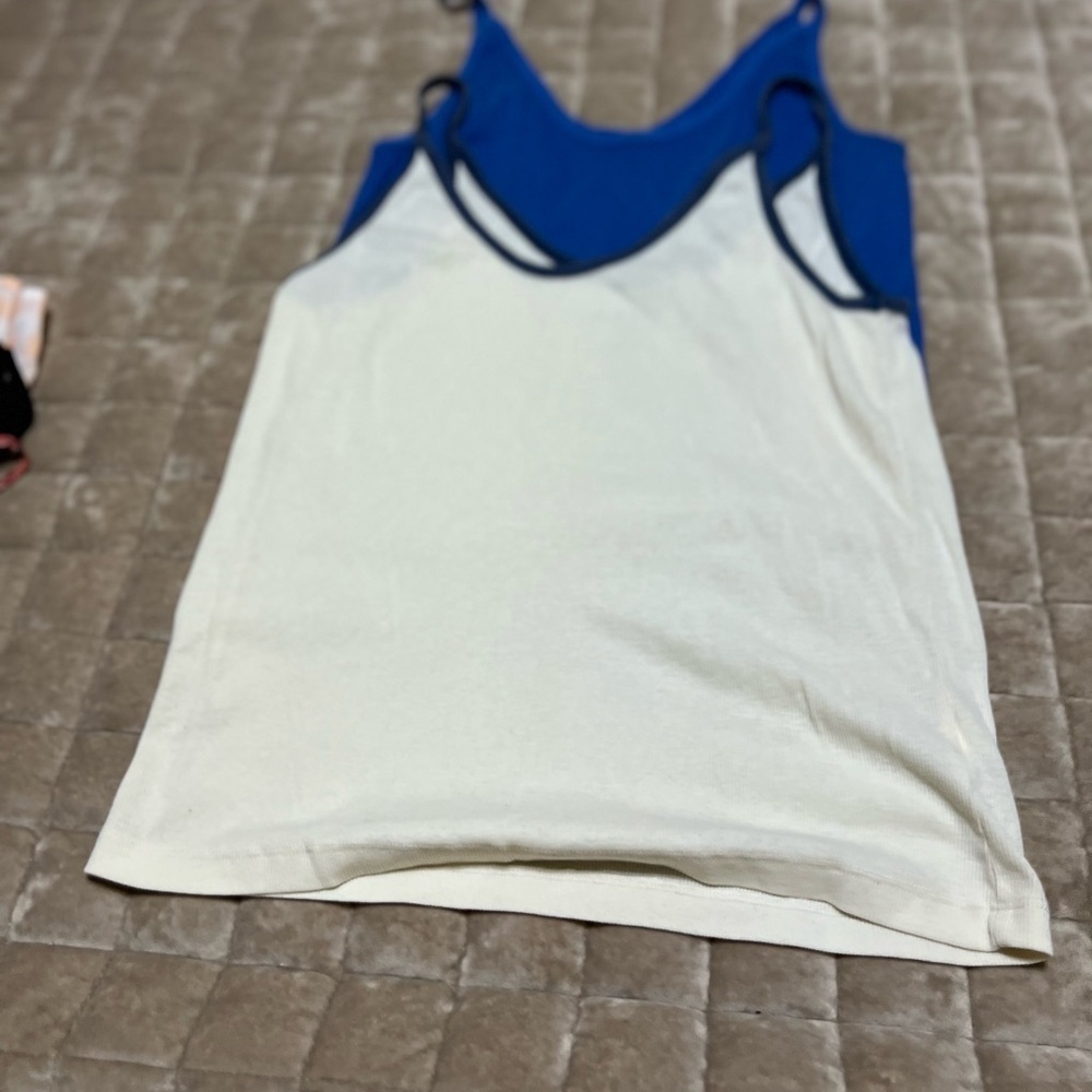 Blue and White Women's Tank Top
